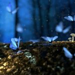 Close-up Photo of Glowing Blue Butterflies